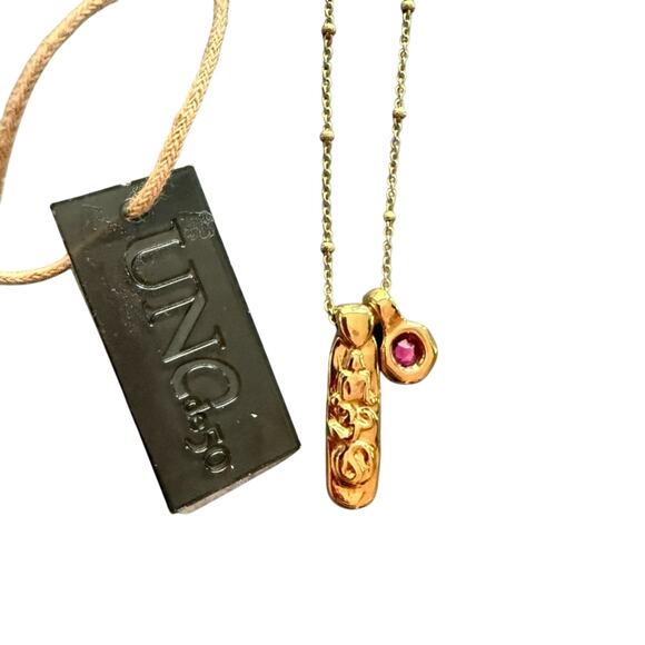 Uno de 50 Gold Dainty Necklace with Rectangular Pendant Charms NEW - Picture 1 of 6